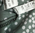 Shein Tops Small Green with white polka dots Polyester, Cotton, and mesh