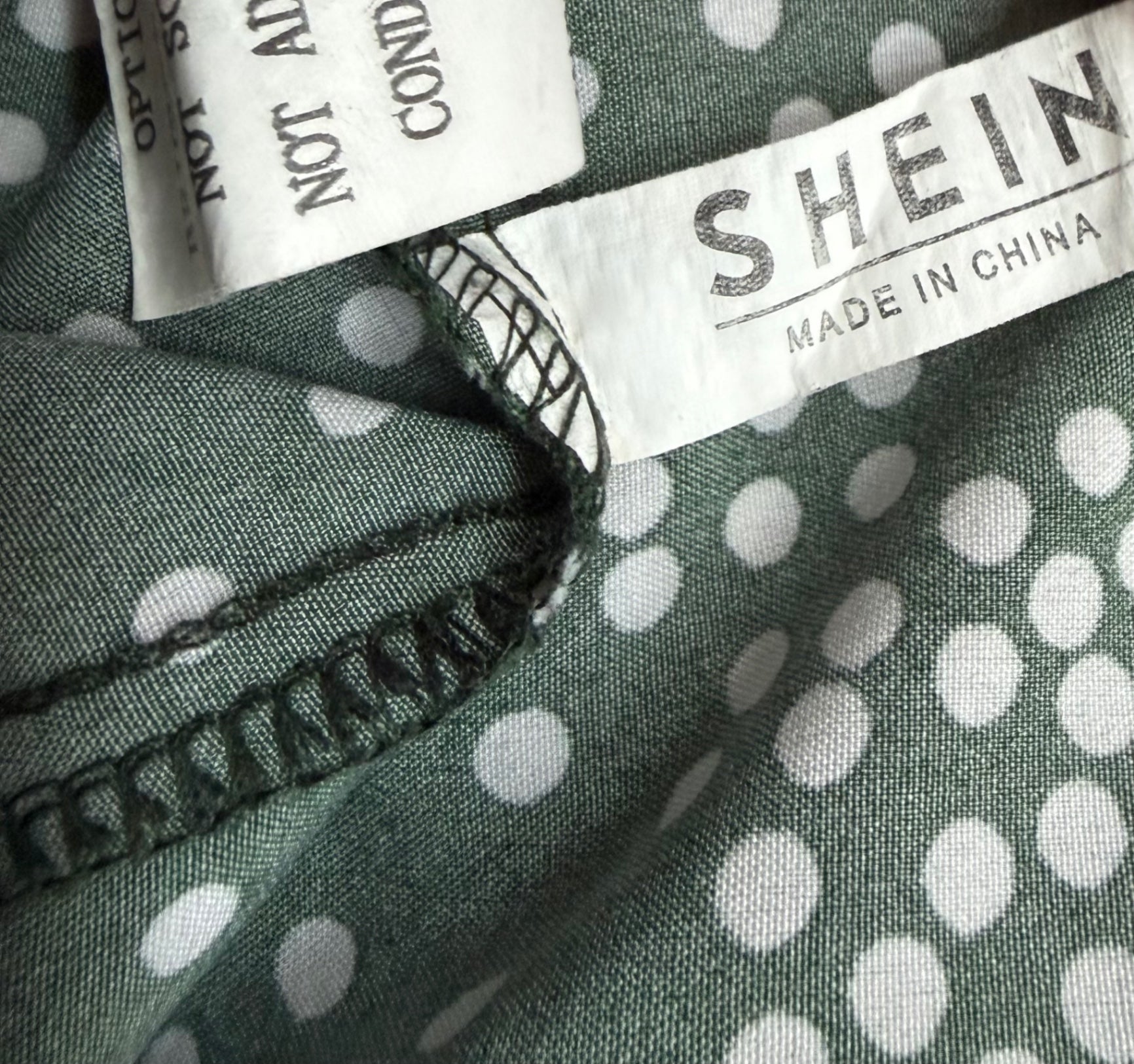 Shein Tops Small Green with white polka dots Polyester, Cotton, and mesh