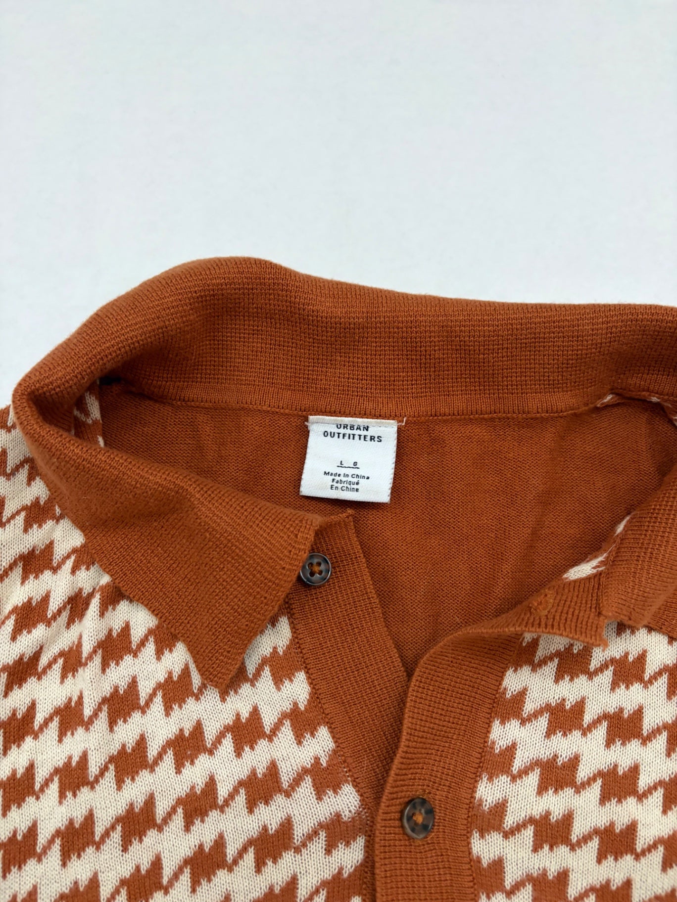Urban Outfitters Tops Large Brown and Cream Cotton/Rayon