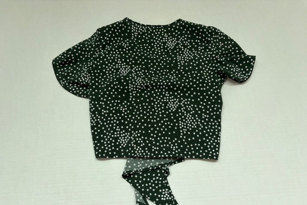 Shein Tops Small Green with white polka dots Polyester, Cotton, and mesh