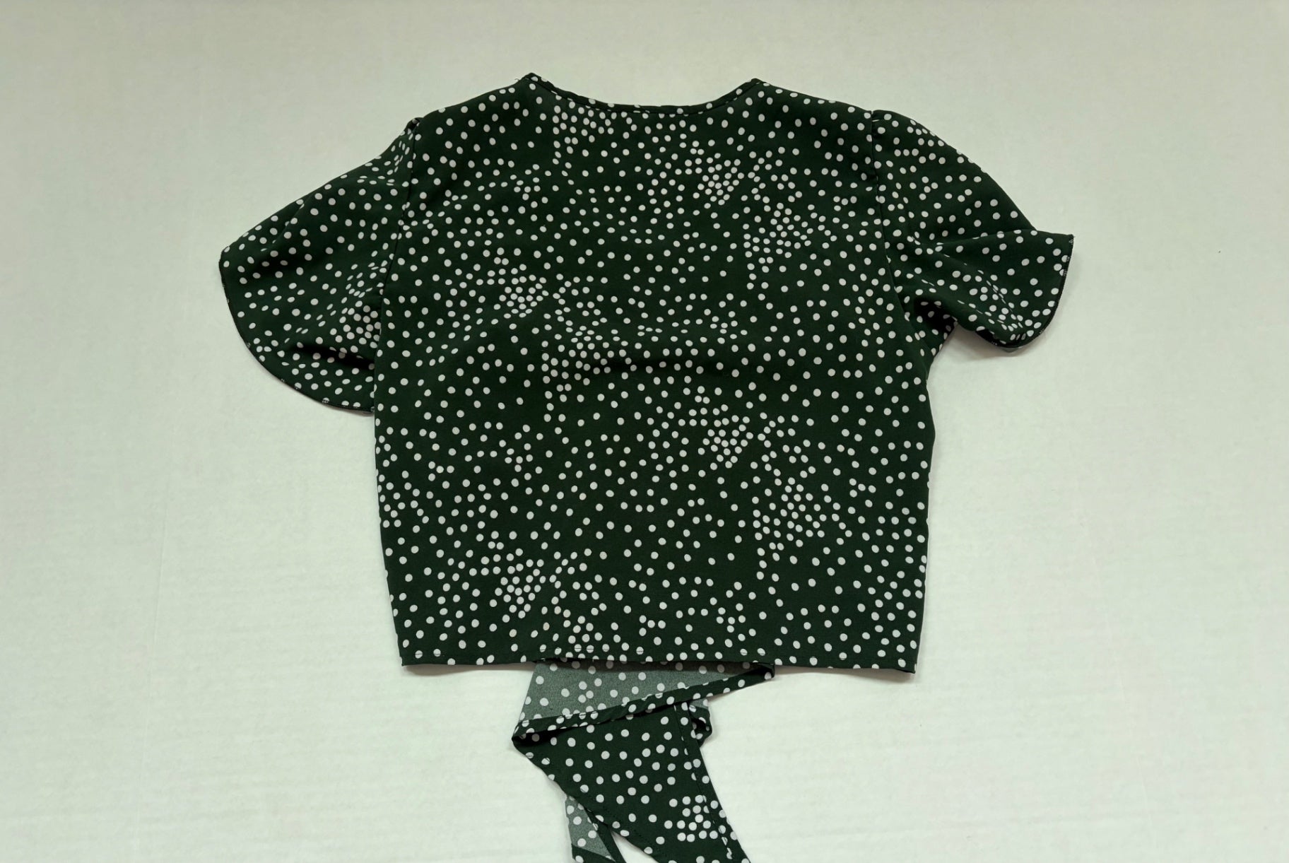 Shein Tops Small Green with white polka dots Polyester, Cotton, and mesh