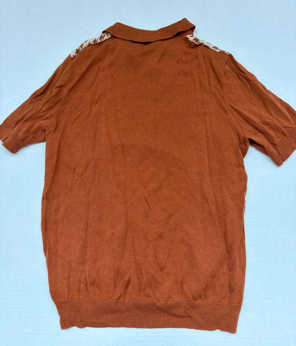 Urban Outfitters Tops Large Brown and Cream Cotton/Rayon