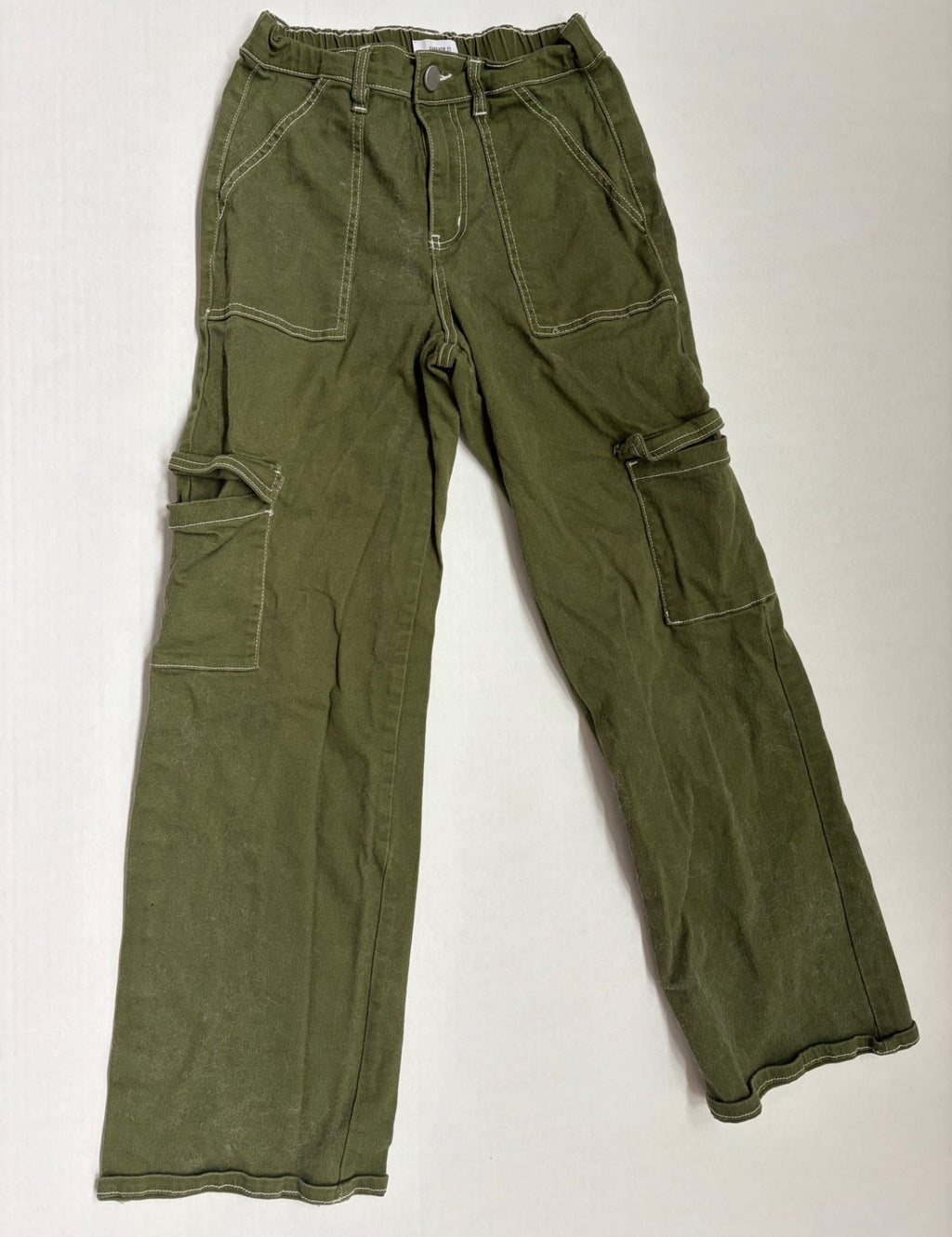Forever 21 Pants Small Olive green Cotton, Spandex/Elastane