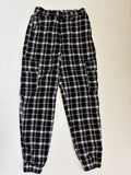 Hollister Pants Small Black and white Polyester and Viscose, Elastane (with a checkered pattern and plaid design)