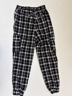 Hollister Pants Small Black and white Polyester and Viscose, Elastane (with a checkered pattern and plaid design)