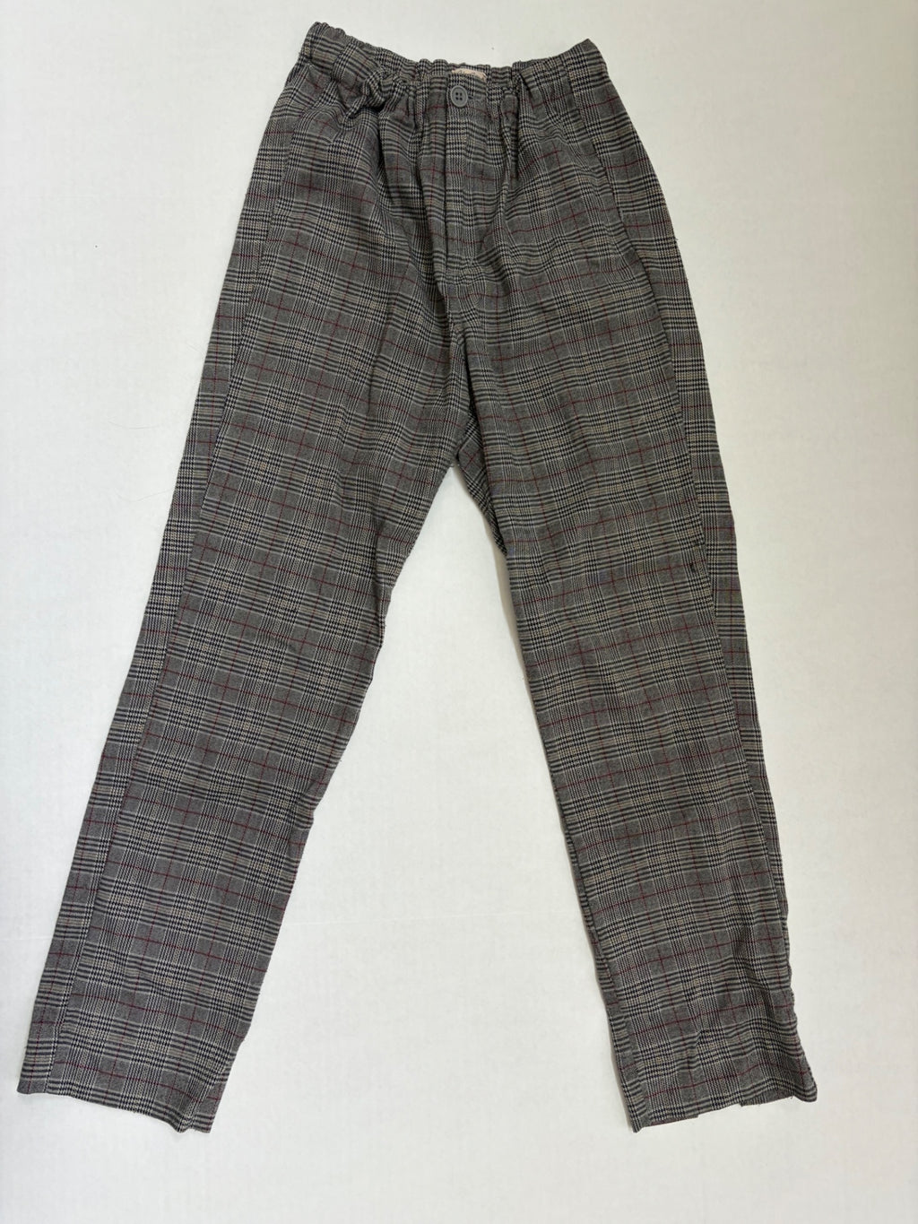 John Galt Pants One Size Gray with red and black checkered pattern Polyester, viscose, spandex (checked on the label)