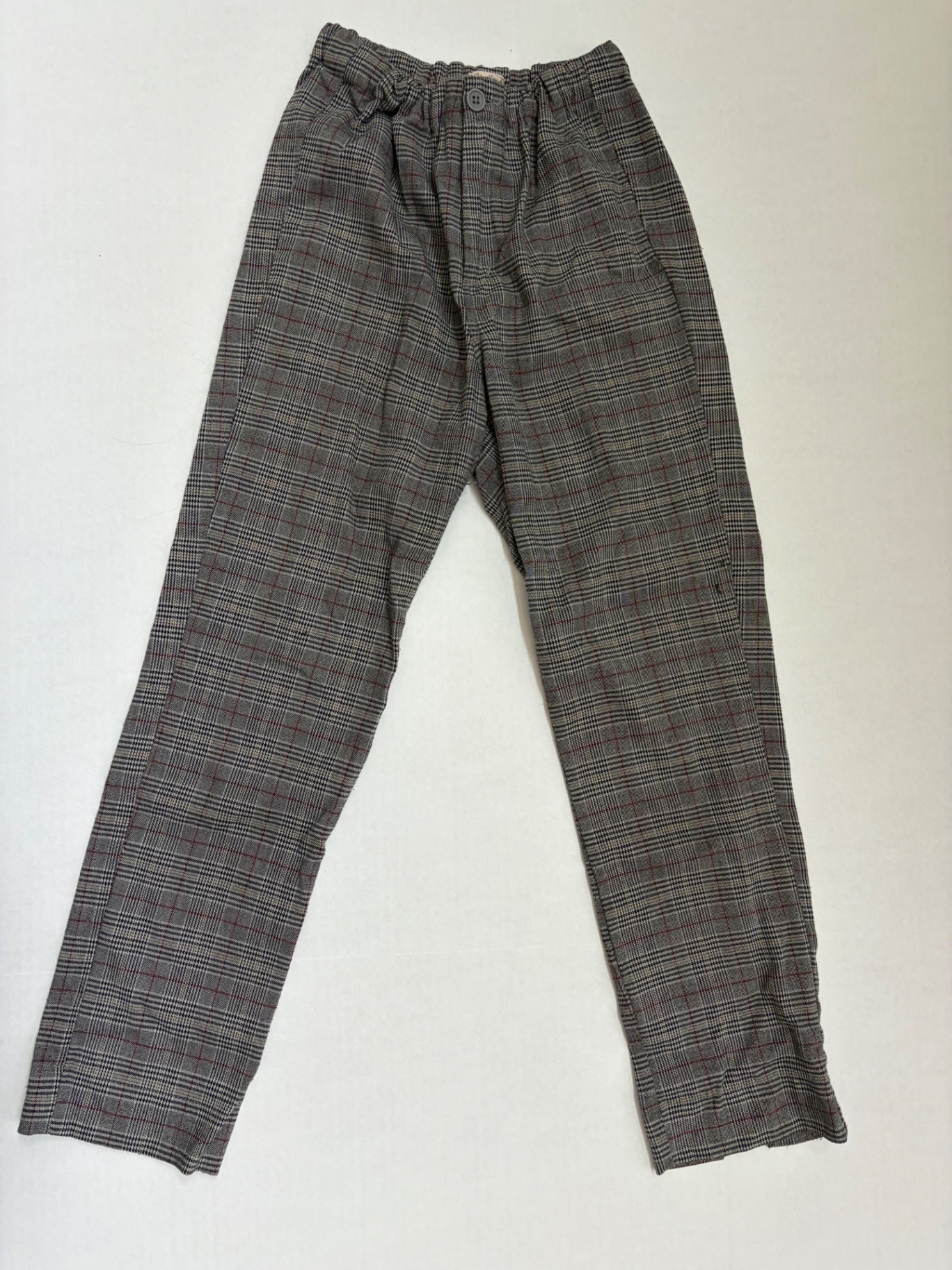 John Galt Pants One Size Gray with red and black checkered pattern Polyester, viscose, spandex (checked on the label)