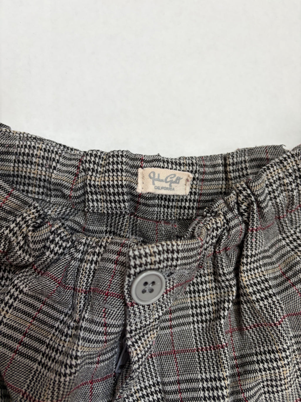 John Galt Pants One Size Gray with red and black checkered pattern Polyester, viscose, spandex (checked on the label)