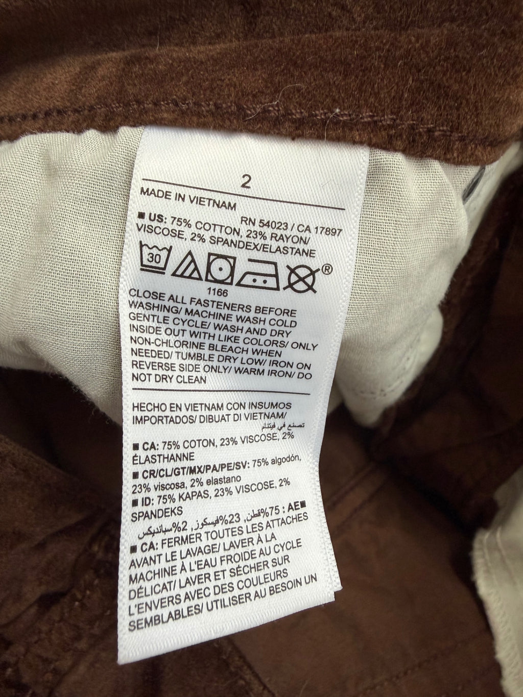 Old Navy Pants 2 BrownCotton, Viscose, Elastane (appears to be velvet or velour)