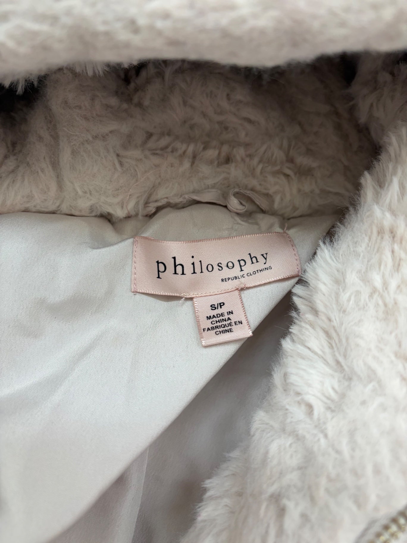 Philosophy Jackets/Coats Small Beige Faux fur, polyester lining