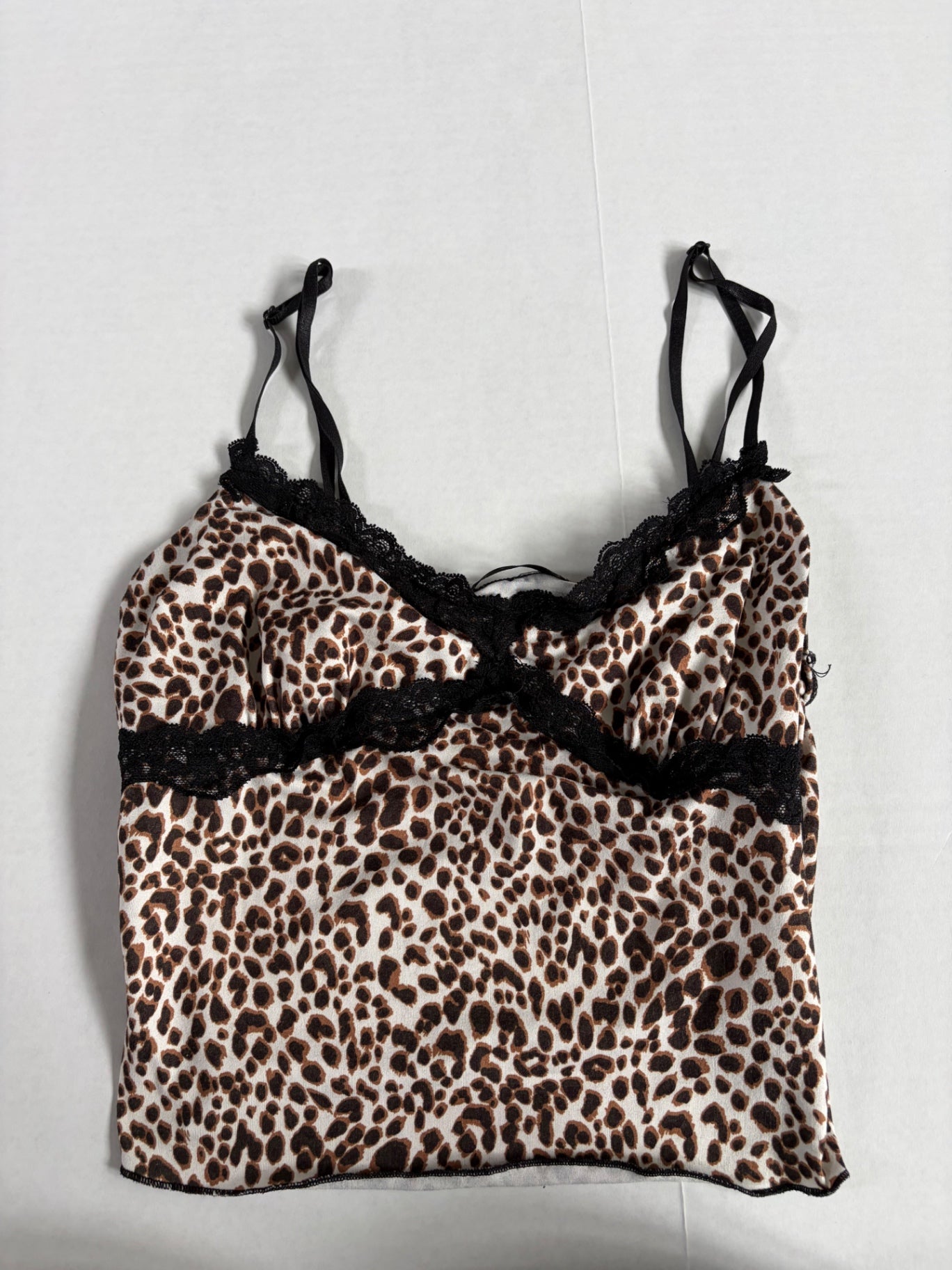 Shein Tops Small Leopard print with black lace and straps Polyester, lace, Spandex
