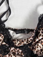 Shein Tops Small Leopard print with black lace and straps Polyester, lace, Spandex