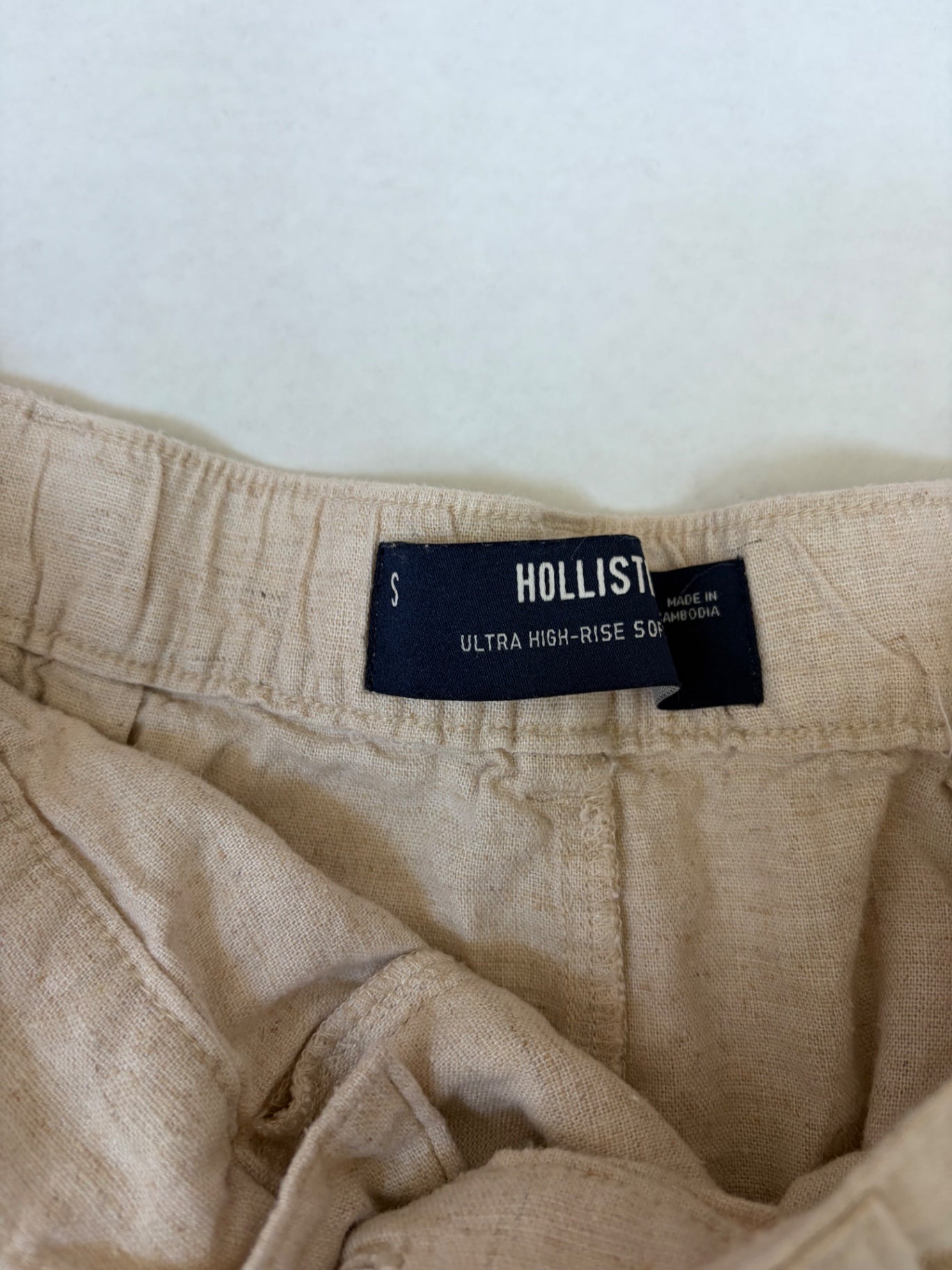 Hollister Shorts Small Beige Linen, Viscose