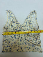 Unbranded Tops Small Yellow with blue floral pattern Ribbed knit