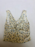Unbranded Tops Small Yellow with blue floral pattern Ribbed knit