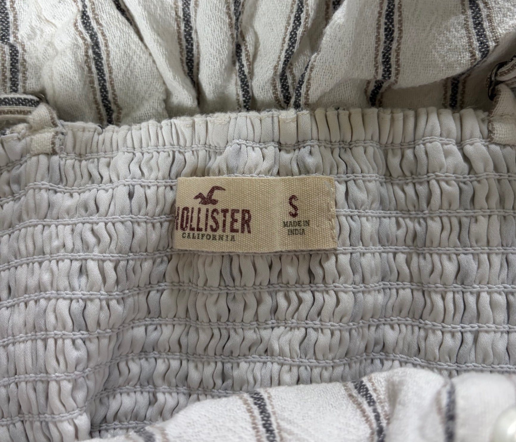 Hollister Dresses/Rompers Small Beige with black stripes Cotton, Viscose, Linen, Polyester