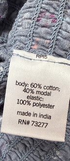 Mudd Tops Medium Gray with multicolored floral pattern Cotton, polyester, modal, elastic