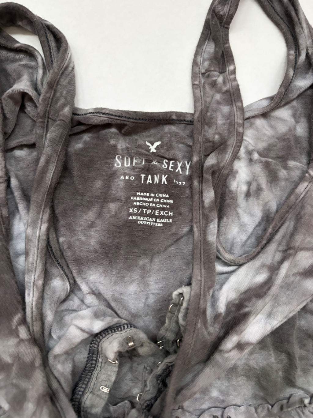 American Eagle Tops Extra Small Gray with black tie-dye pattern Viscose, Elastane