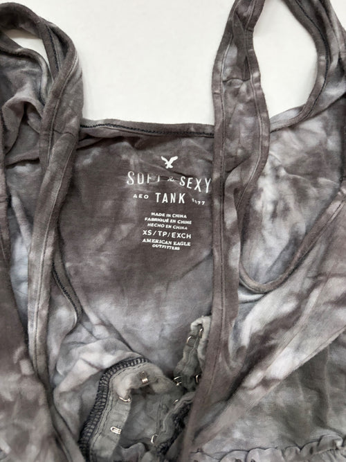 American Eagle Tops Extra Small Gray with black tie-dye pattern Viscose, Elastane