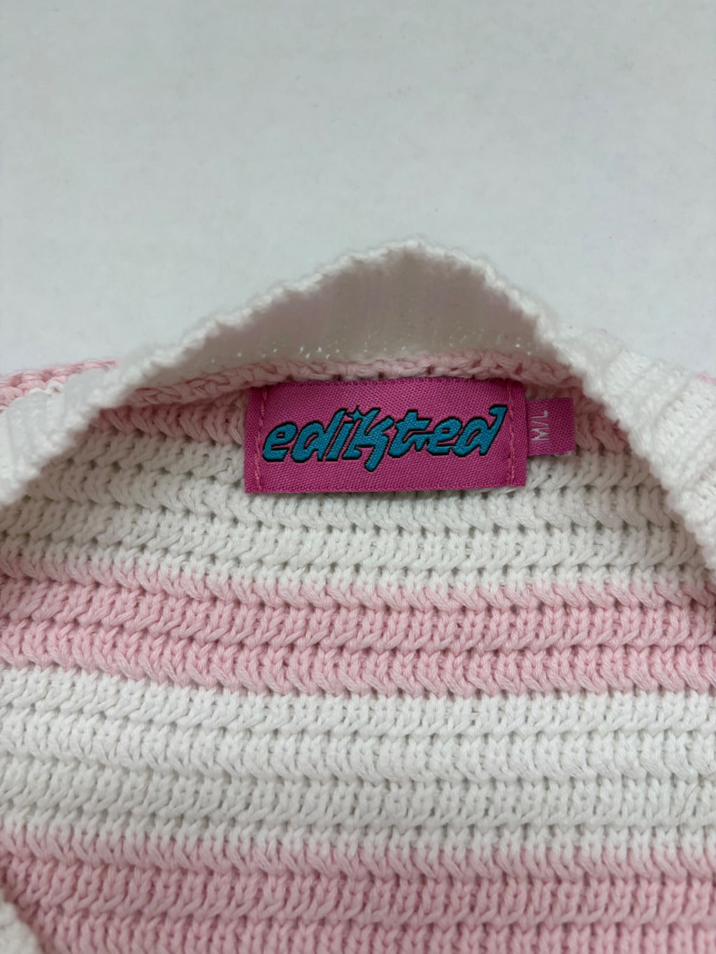 Edikted Sweaters/Cardigans Medium/Large Pink and White Knitted fabric/Cotton