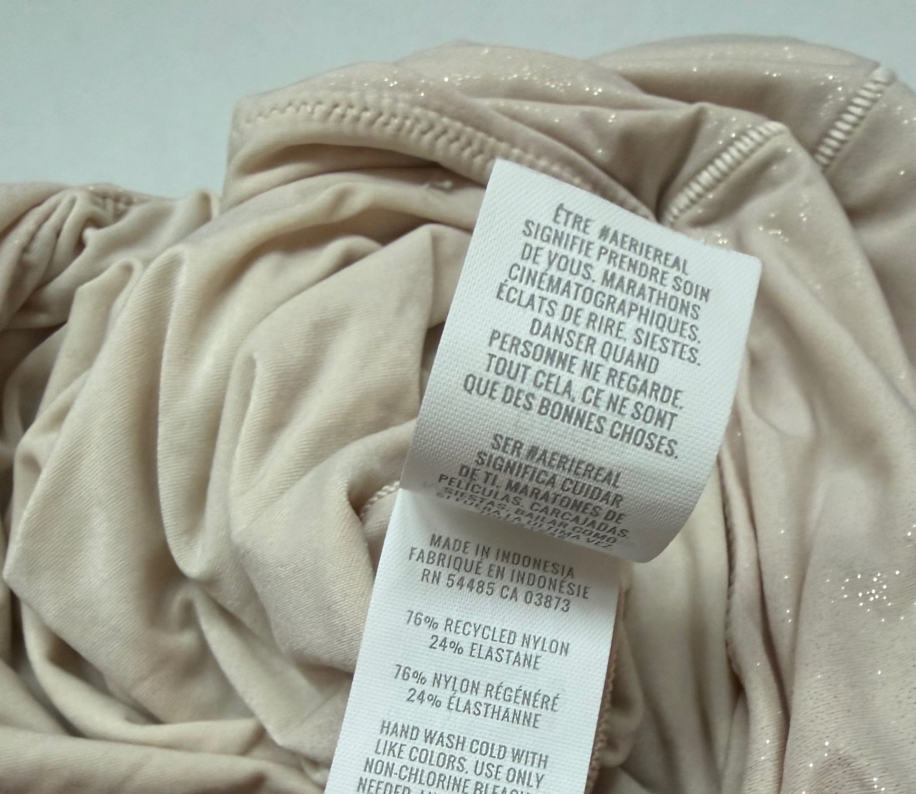 Aerie Tops Extra Small Beige Nylon, Elastane