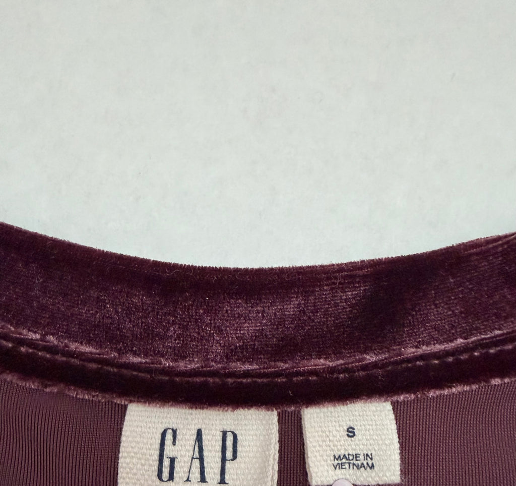 Gap Tops Small Burgundy Velvet, polyester, spandex