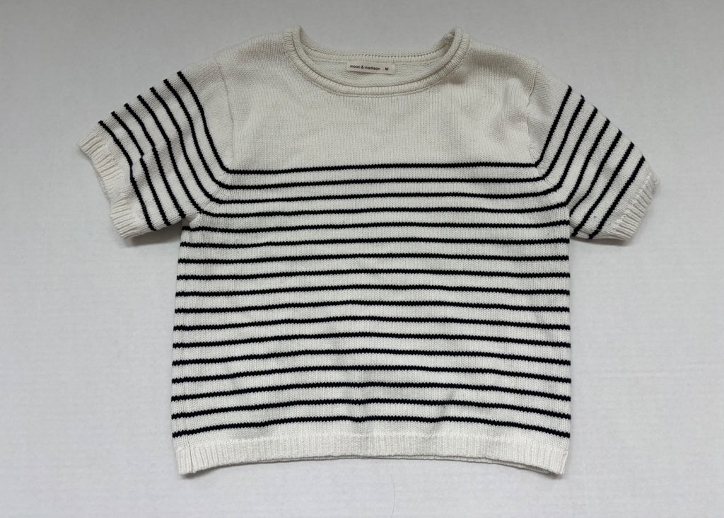moon & madison Tops Medium Cream and Black Knitted fabric/Cotton/Acrylic