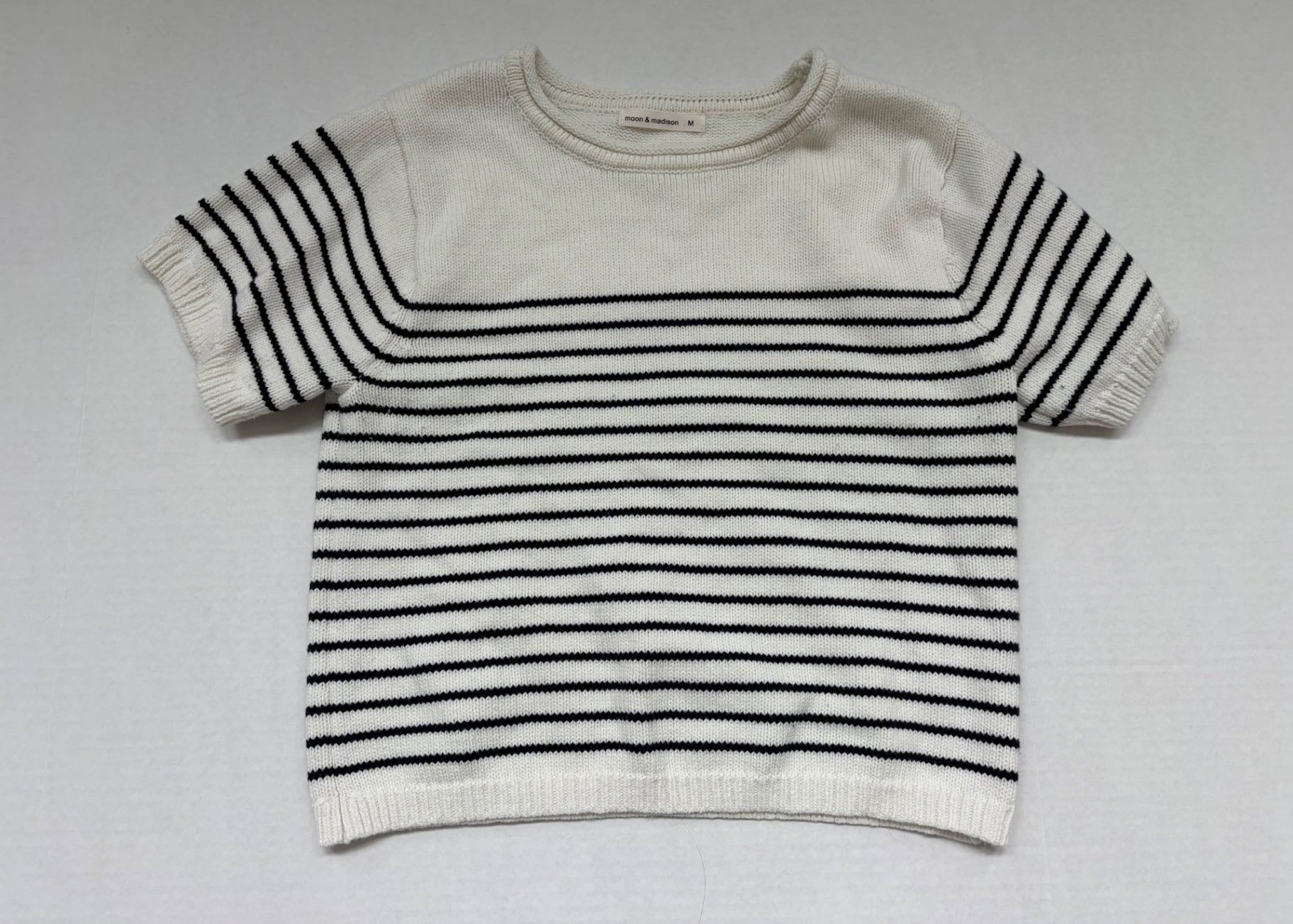 moon & madison Tops Medium Cream and Black Knitted fabric/Cotton/Acrylic