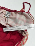 BDG Tops Extra Small Red, Beige, Pink Plaid Polyester, Elastane, Polyamide