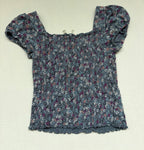 Mudd Tops Medium Gray with multicolored floral pattern Cotton, polyester, modal, elastic