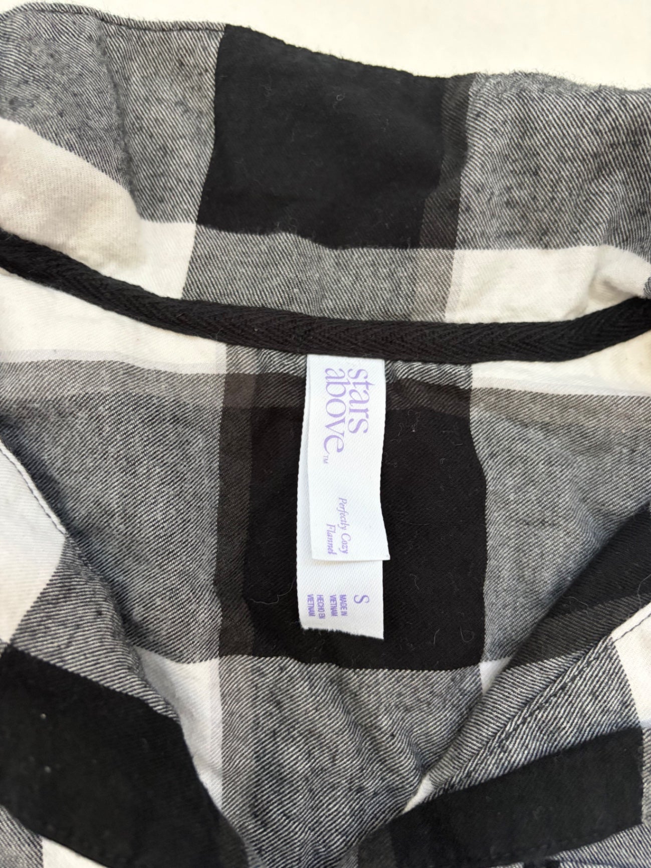 Stars Above Pajamas Small Black, White, Gray Cotton, Flannel