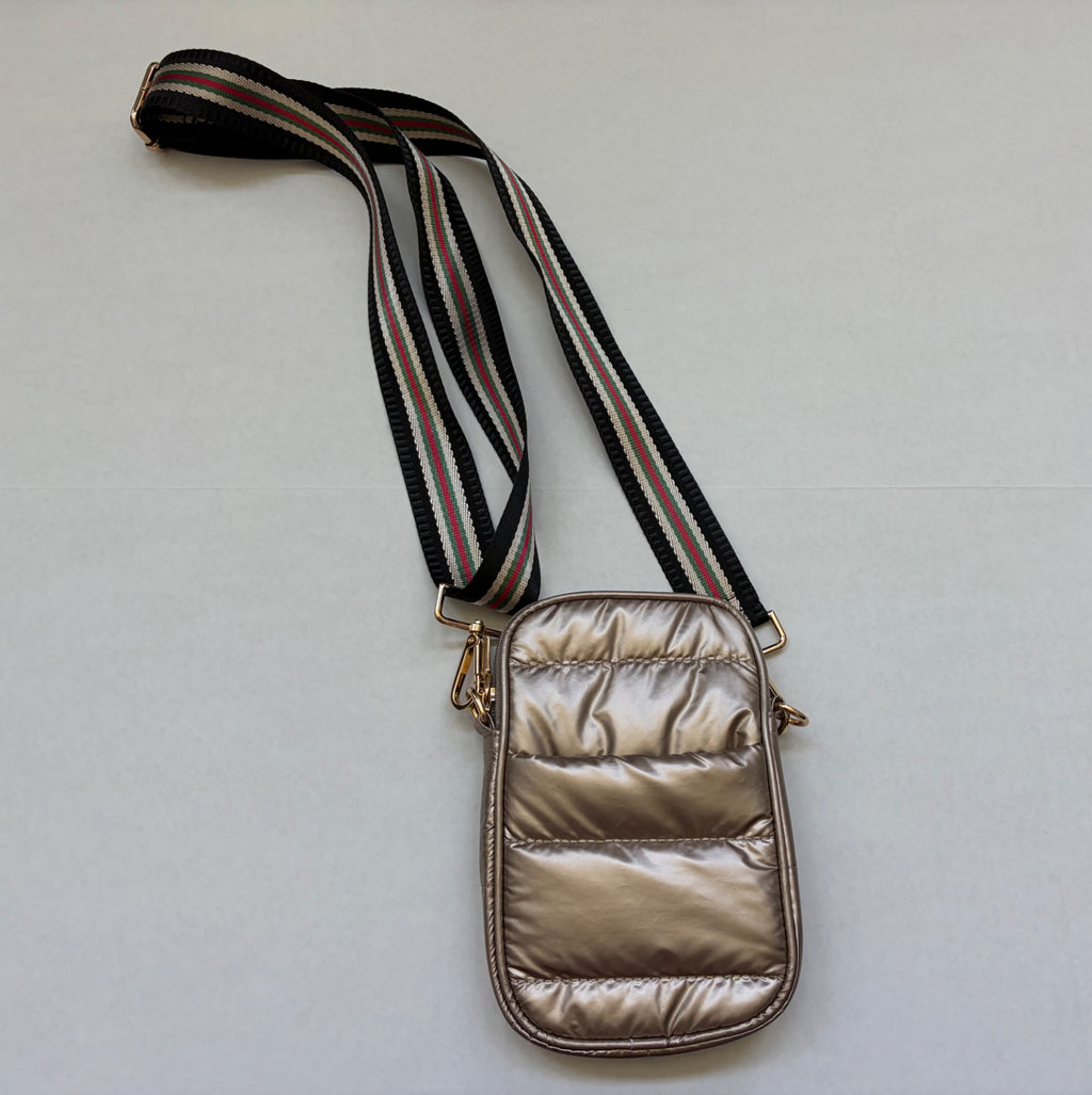 Unknown Accessories Small Gold Puffy quilted fabric