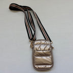 Unknown Accessories Small Gold Puffy quilted fabric