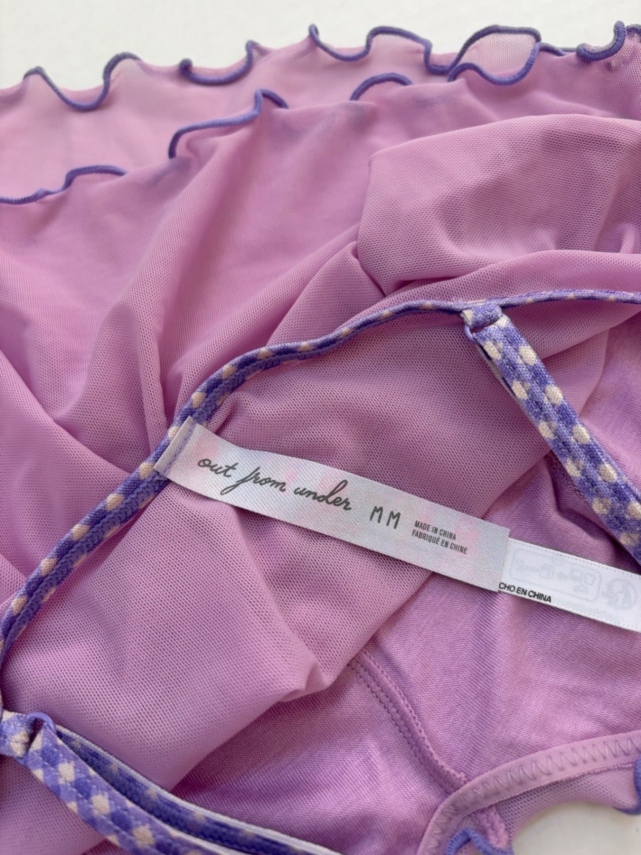 Out From Under Tops Medium Purple Mesh, Nylon, Elastane