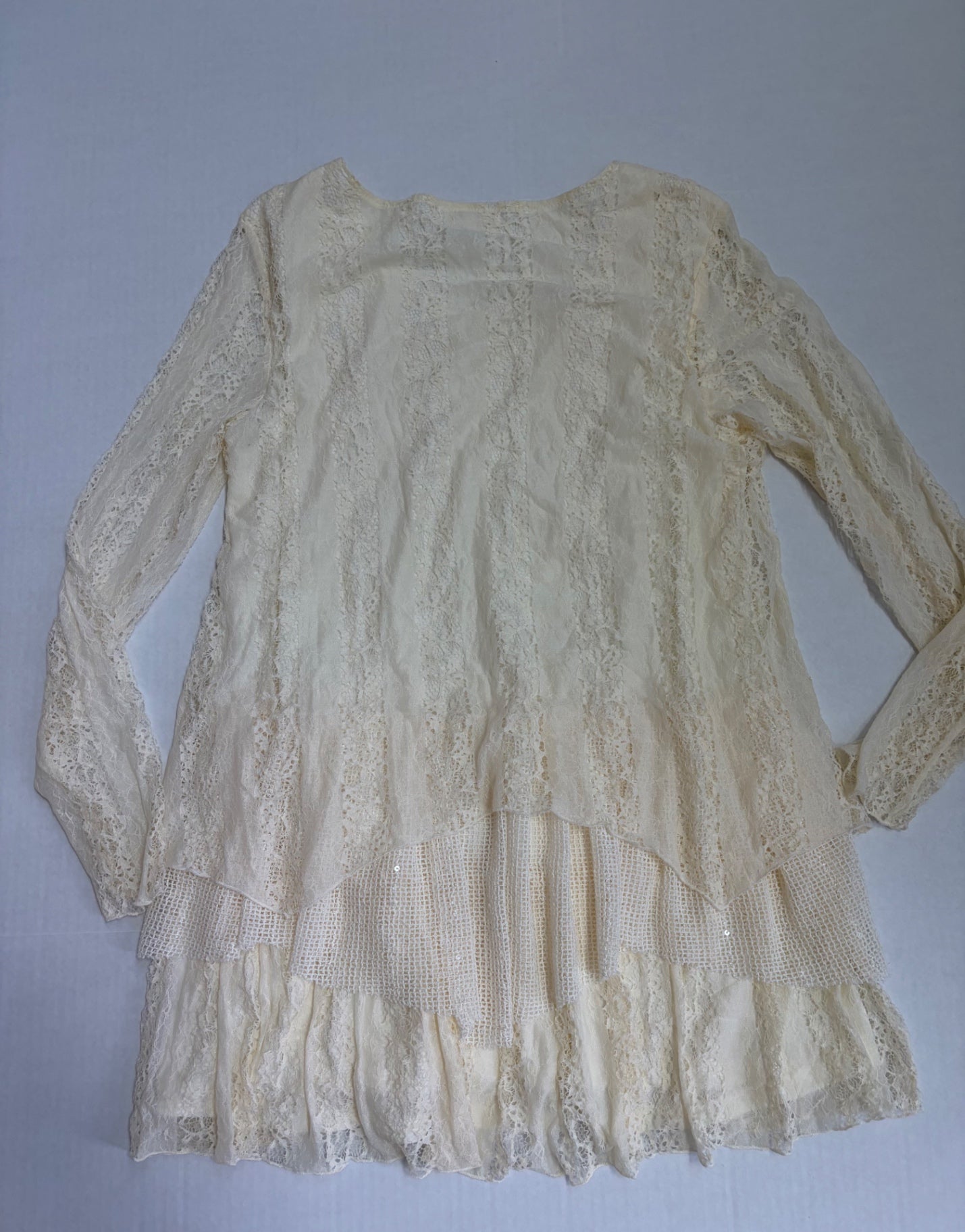 Indigo Soul Dresses/Rompers Large Ivory/Beige Lace, Polyester, Nylon, Spandex