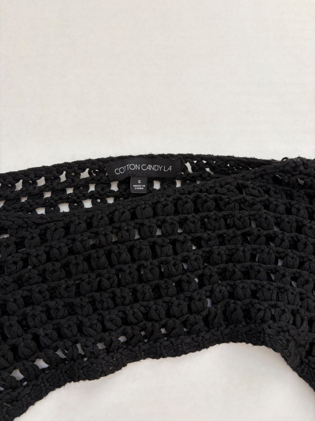 COTTON CANDY LA Sweater Small Black Crochet Yarn, Polyester