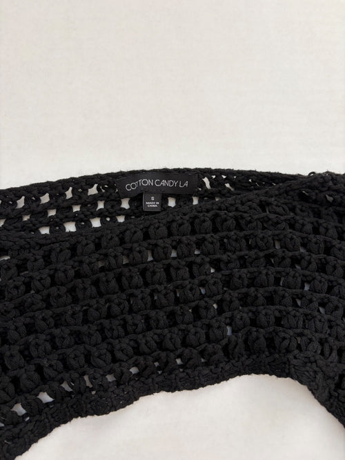 COTTON CANDY LA Sweater Small Black Crochet Yarn, Polyester