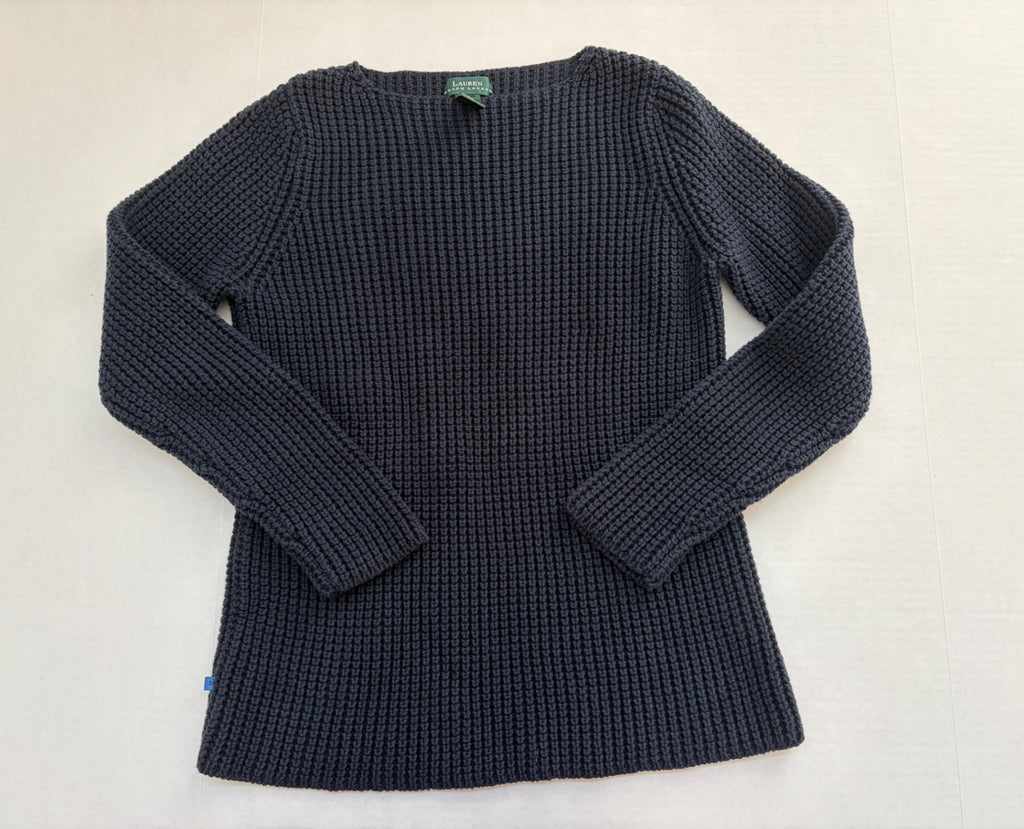 Lauren Ralph Lauren Sweater Medium Navy Blue Knitted fabric, Cotton