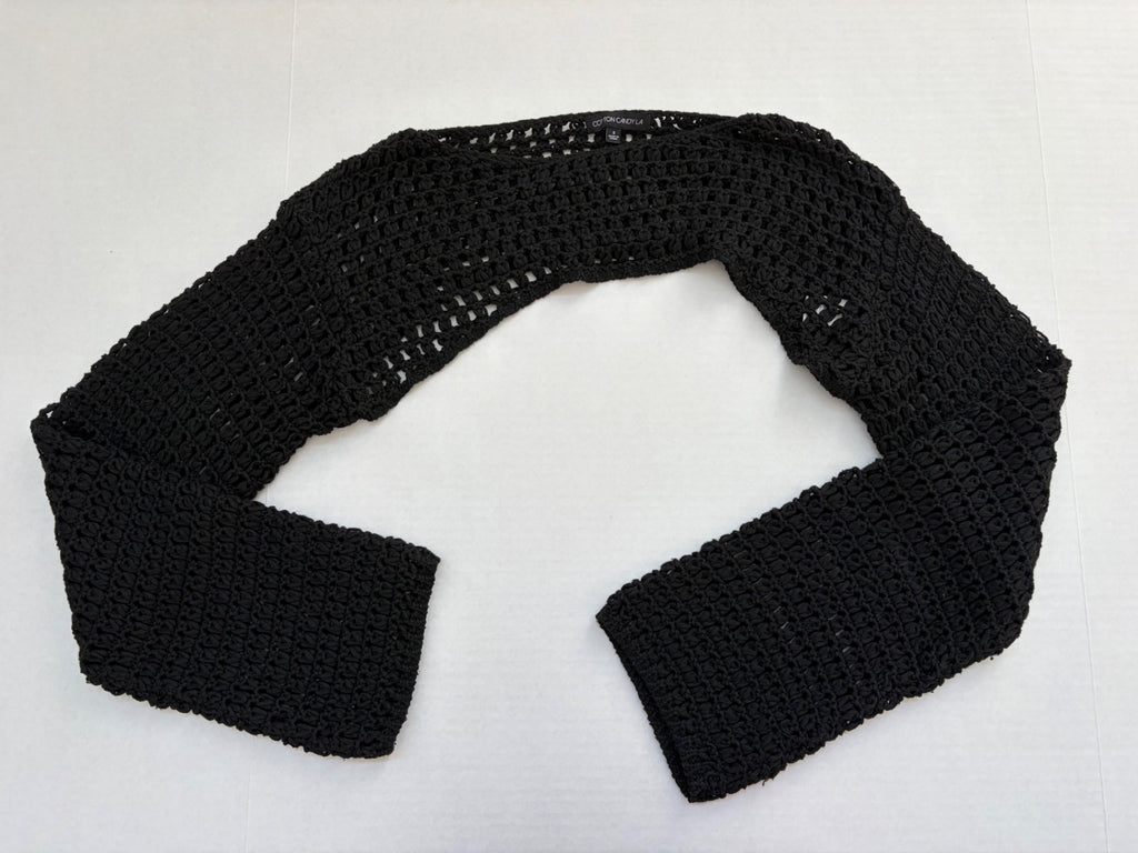 COTTON CANDY LA Sweater Small Black Crochet Yarn, Polyester