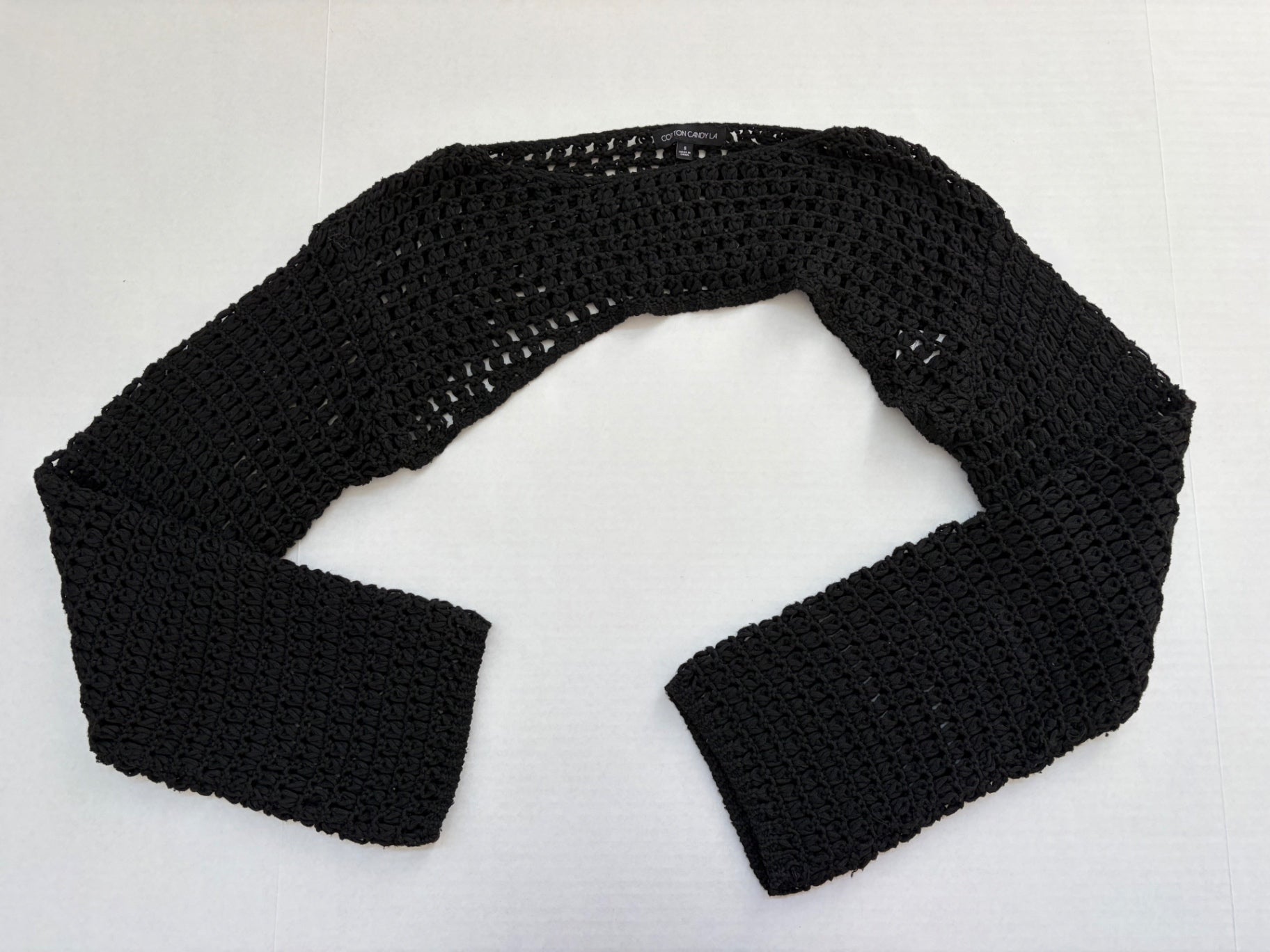 COTTON CANDY LA Sweater Small Black Crochet Yarn, Polyester