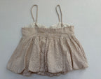 Pretty Garbage Tops Medium Beige and White Rayon, Polyester (Gingham fabric and lining)