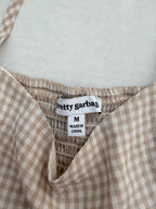 Pretty Garbage Tops Medium Beige and White Rayon, Polyester (Gingham fabric and lining)