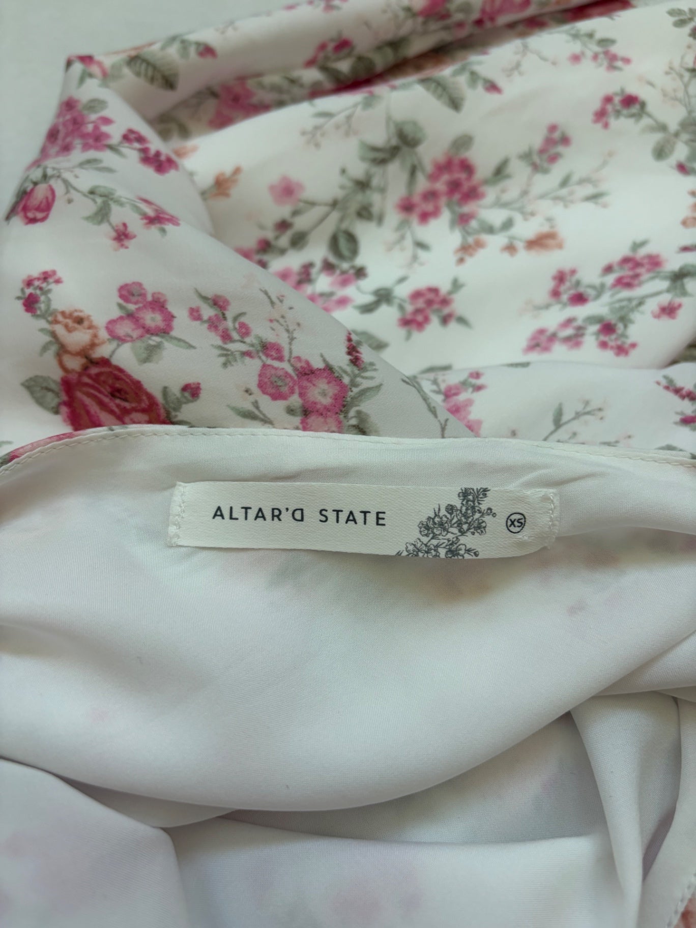 ALTAR'D STATE Dresses/Rompers Extra Small White with pink and peach floral pattern Polyester (shell and lining)