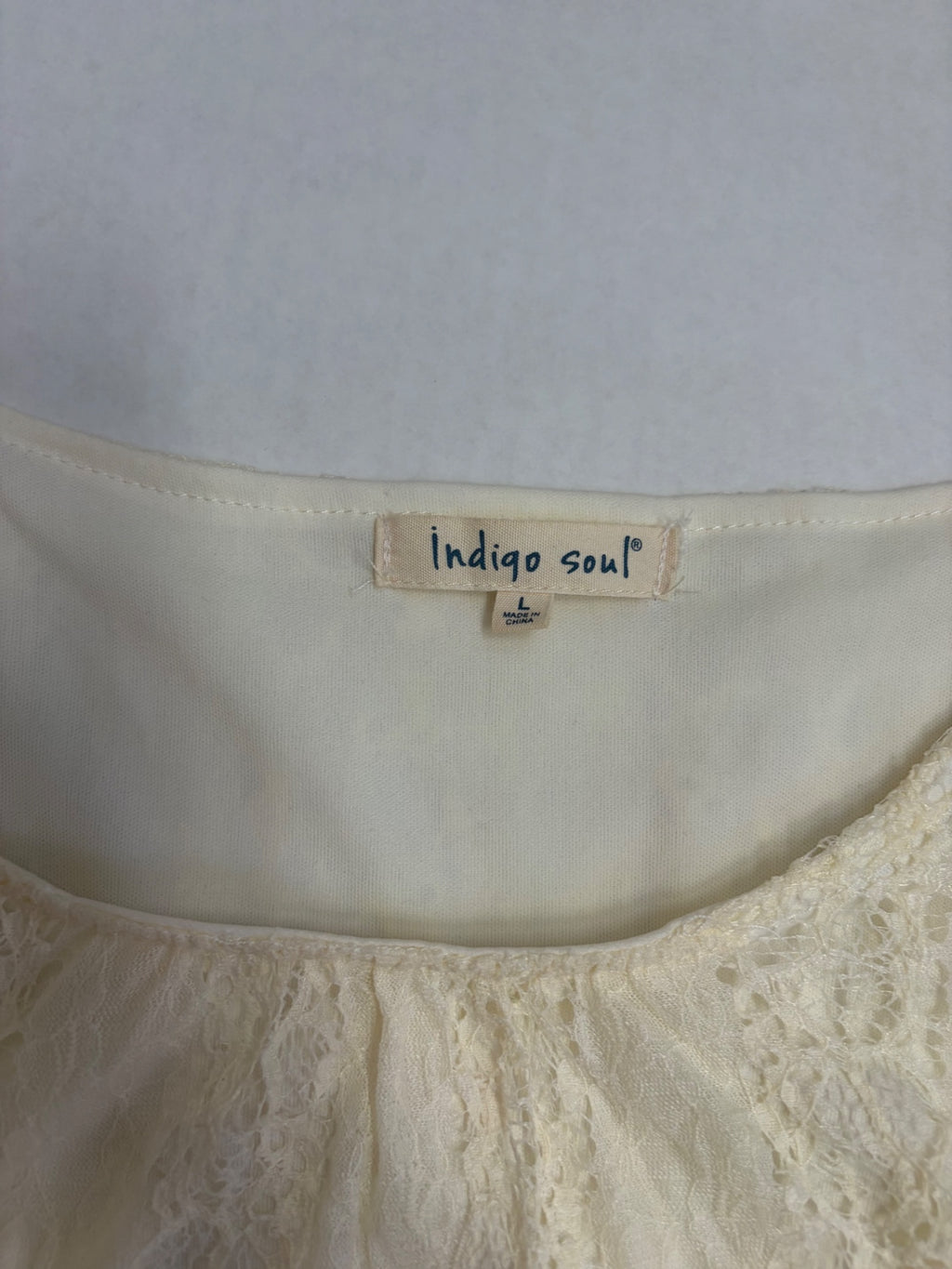 Indigo Soul Dresses/Rompers Large Ivory/Beige Lace, Polyester, Nylon, Spandex
