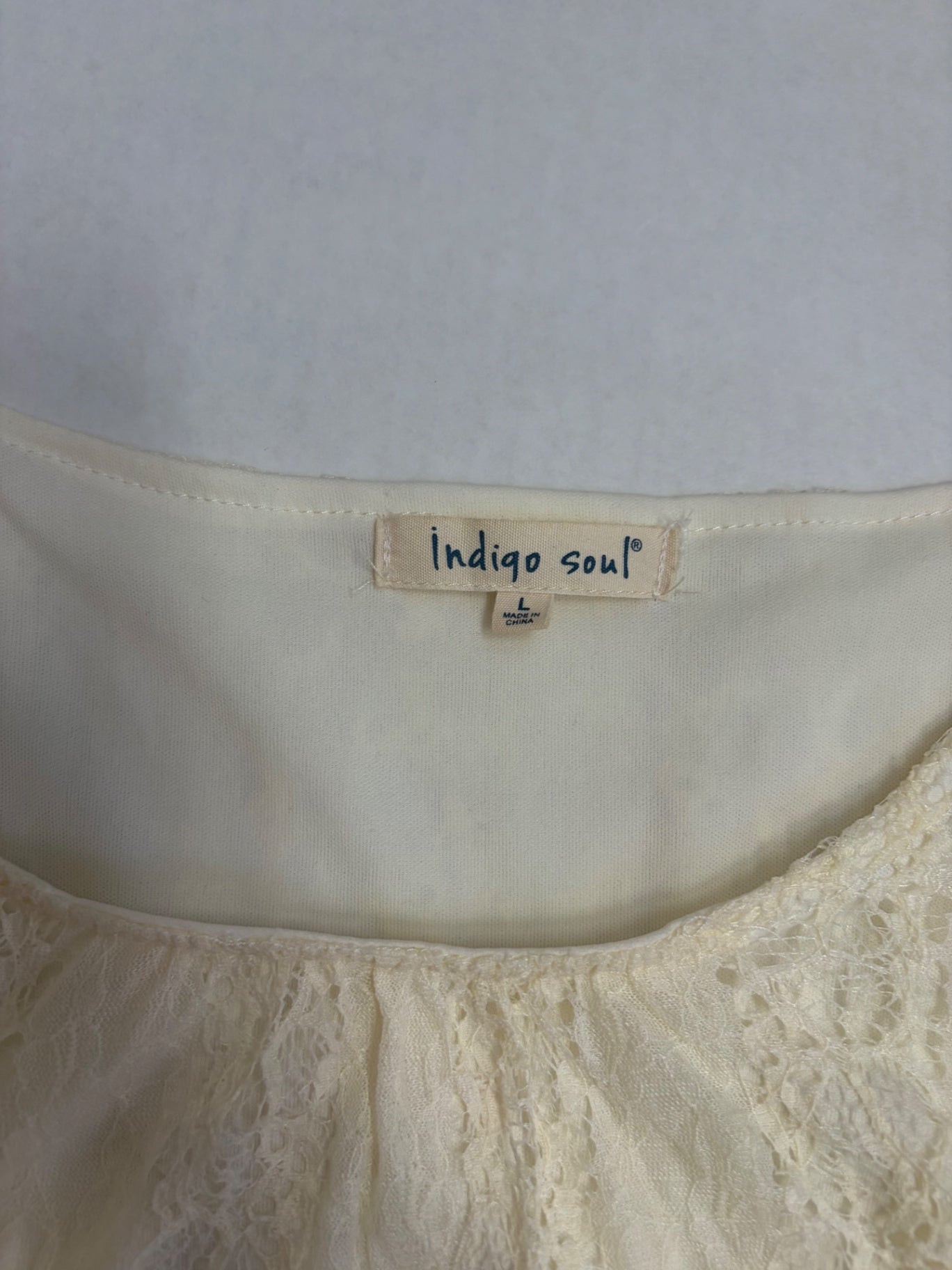 Indigo Soul Dresses/Rompers Large Ivory/Beige Lace, Polyester, Nylon, Spandex