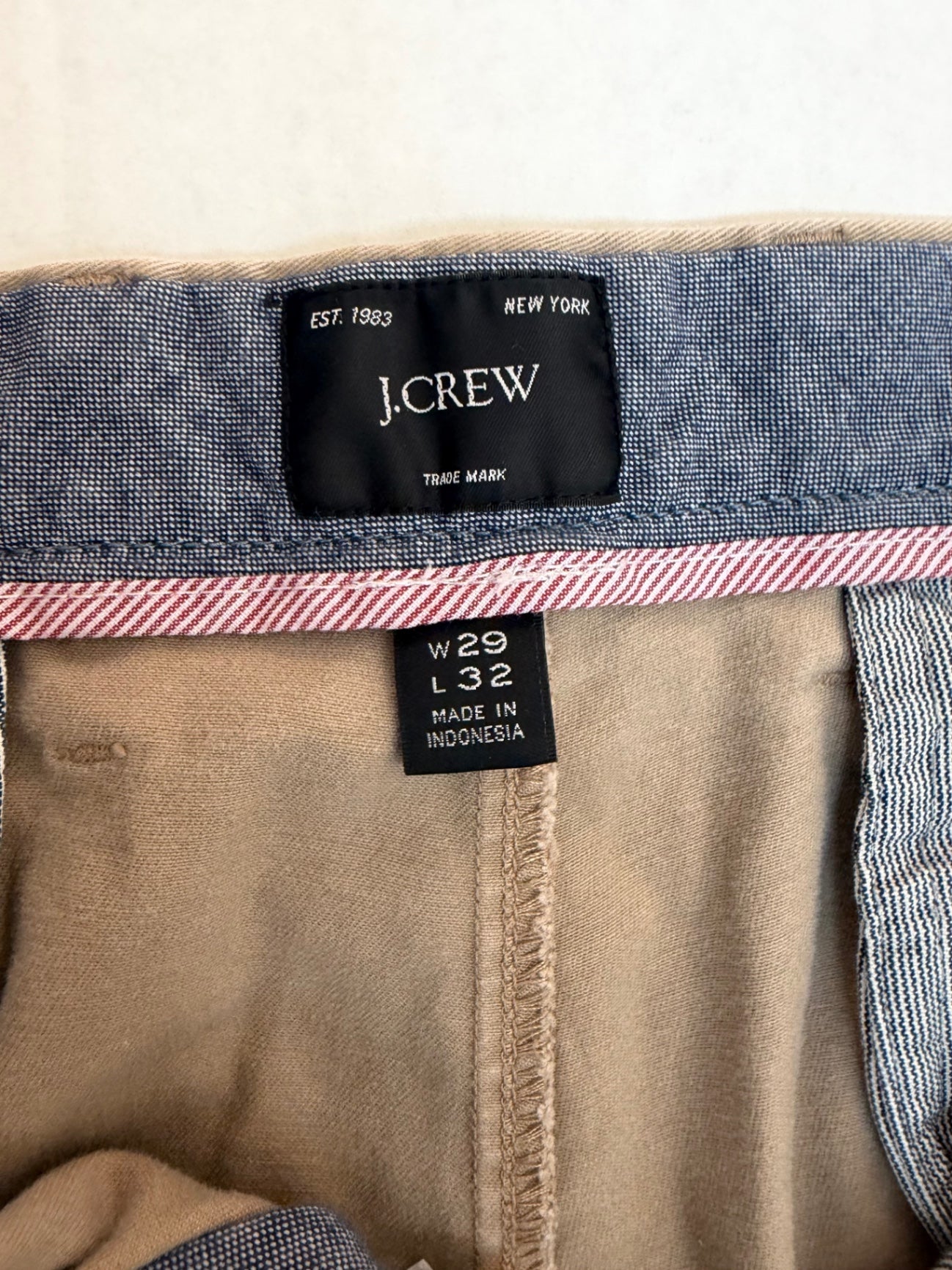 JCREW Pants 29W x 32L Beige Cotton and Elastane