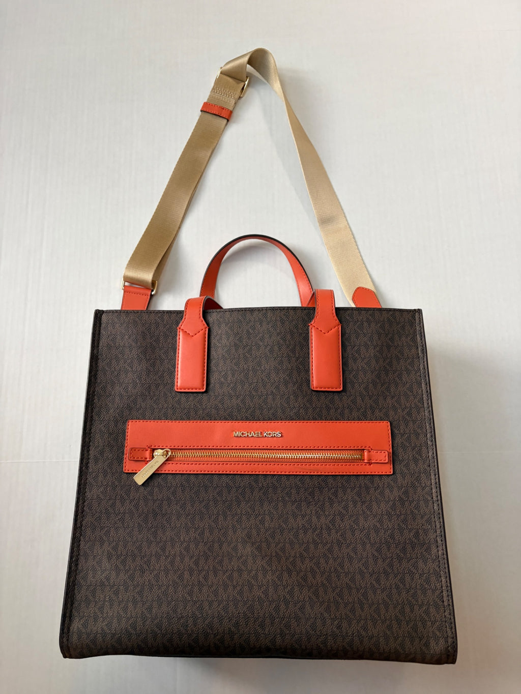 Michael Kors Accessories Large Brown/Black with Orange accents Coated canvas with leather accents