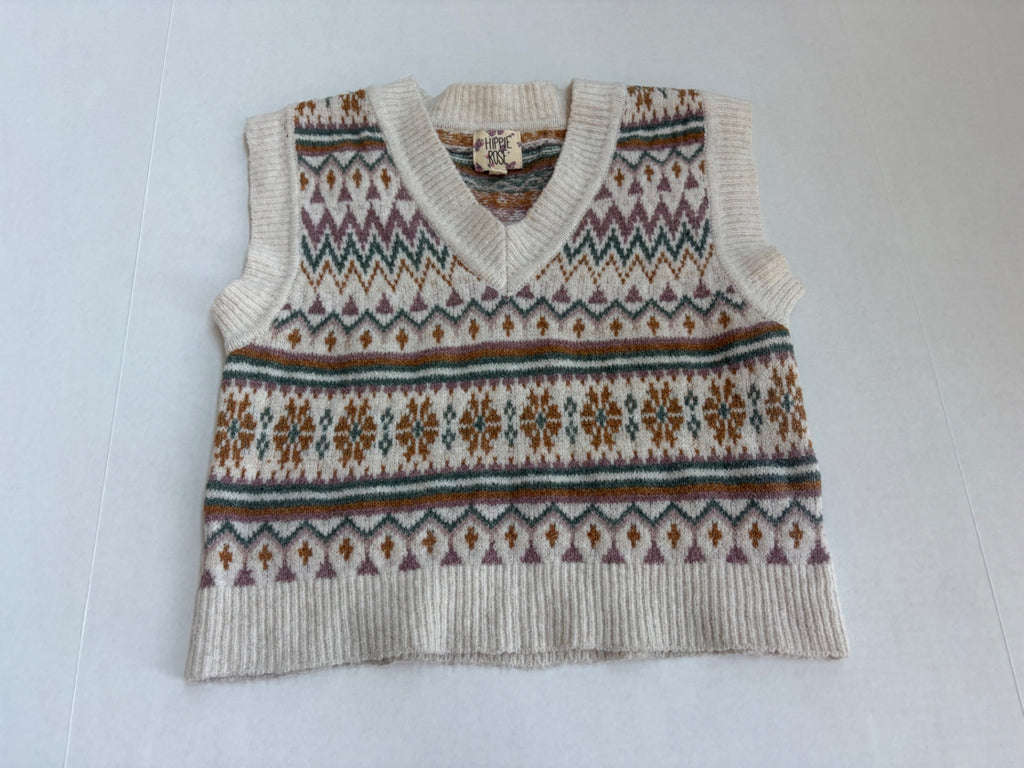 Hippie Rose Sweaters/Cardigans Extra Small Beige/Earth tones with multicolor patterns Knitted fabric