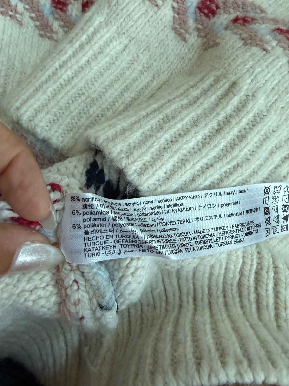 ZARA Sweaters/Cardigans Small Cream, Red, Black, Light Blue Wool and acrylic blend, polyamide, polyester