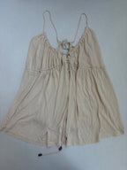 Free People Tops Large Beige Polyester, modal